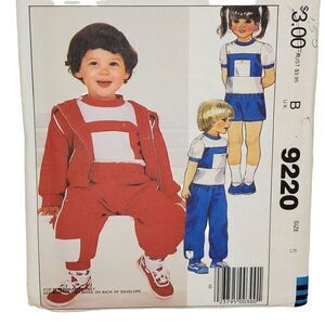 Vintage 80s McCalls Pattern 9220 Kids Knit Color Block Shirt Pants Sz 5 Uncut